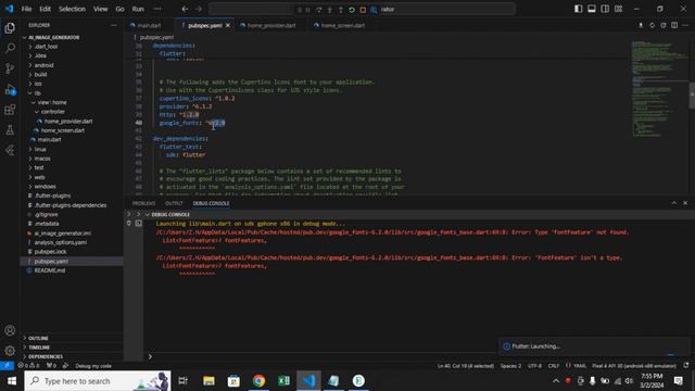 Error: Type 'FontFeature' not found. Flutter google_fonts package error solved