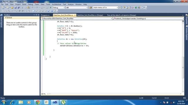 C# Sorting And Filter Records In Dataview And Datatable