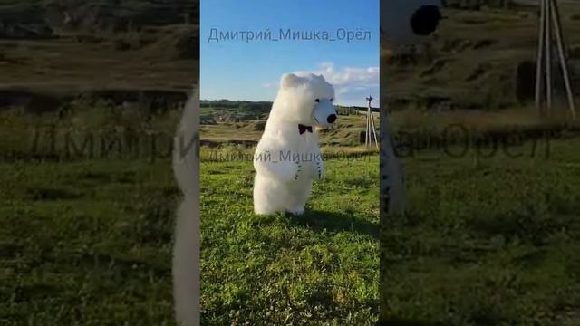 Надувной костюм белый мишка аэрокостюм.