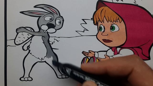 Coloring Fun with Masha and the Rabbit | Masha and the Bear Printable Coloring Pages смотреть онлайн