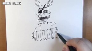 How to draw Rockstar Foxy, FNaF, Как нарисовать Рокстар Фокси, ФНаФ