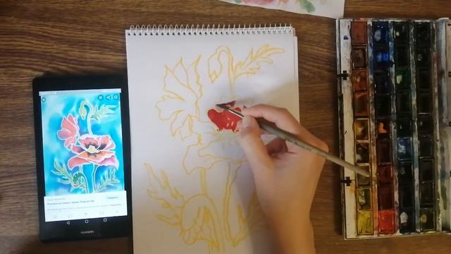 Рисуем эскиз к работе в технике Холодный батик смотреть онлайн