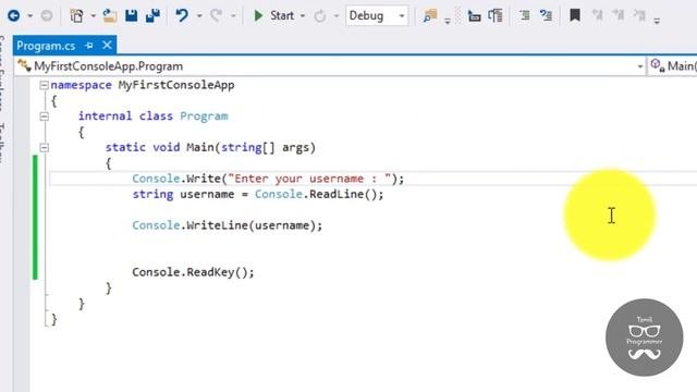 Console Read Line C# Example | C# Tutorial | Tutorial in Tamil | Tamil Programmer