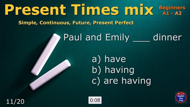 #quiz Present Simple, Continuous, Future, Perfect (mix 20) #english #grammar смотреть онлайн