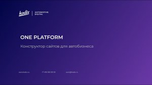 One Platform - двигатель вашего автобизнеса