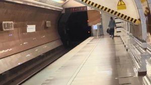 Электропоезда 81-740 (Русич) на станции метро «Парк Победы» (Арбатско-Покровской линии), 3 июля 202