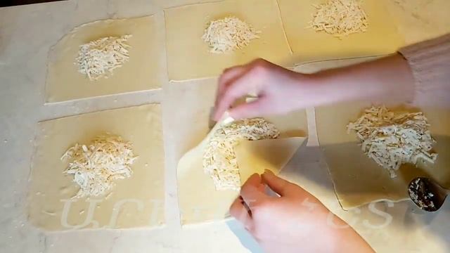 хачапури с сыром из слоёного теста, готовим вкусно, просто и быстро.(Puff Pastry) Khachapuri