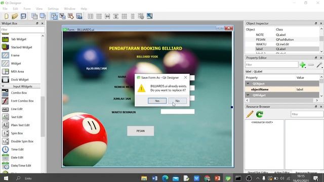 Membuat Aplikasi Pendaftaran Boking Billiard dengan QT Designer dan Python смотреть онлайн