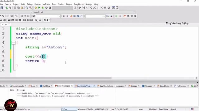String Concepts | Input Methods | Namespace in CPP programming | Prof.Antony Vijay