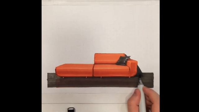 Скетч дивана.  Sketch. Рисунок маркерами. Скетч маркерами.