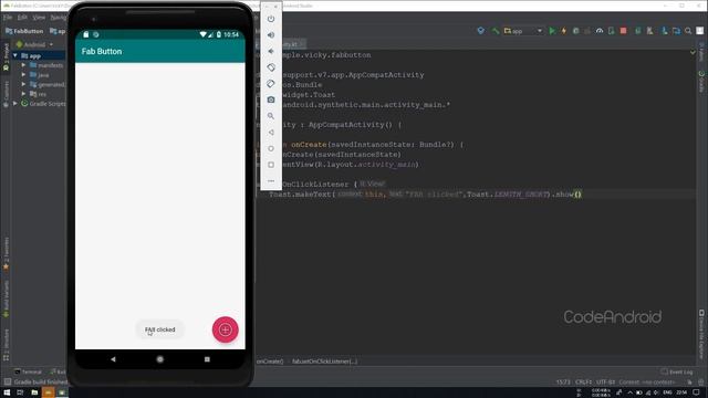 Floating action button FAB and Horizontal progress bar in Android using Android Studio - Kotlin