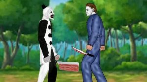 Art The Clown Vs Michael Myers - Drawing Cartoons 2