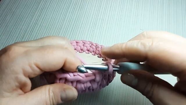 Корзинка из трикотажной пряжи с деревянным донышком #корзинкаизтрикотажнойпряжи