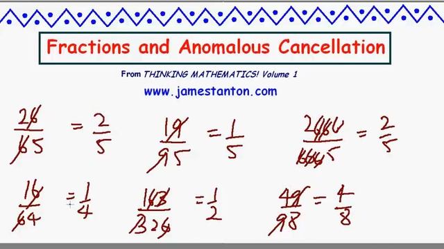 Anomalous Cancellation in Fractions (TANTON Mathematics) смотреть онлайн