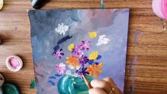 Букет полевых цветов, гуашью. #Рисование_для_всех, #DrawingForYou, #paintingtutorials. смотреть онлайн