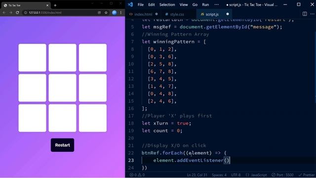 Tic Tac Toe Game | HTML, CSS and Javascript