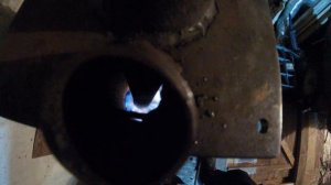 Печь на отработке ( процесс горения), синее пламя