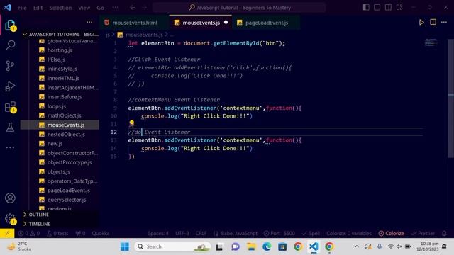JavaScript DOM Events: Mouse Events | Click, Double Click, Context Menu, Mouseover, Mouseout #dom