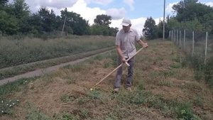 Косить бурьян оставляя траву плоскорез-косой.