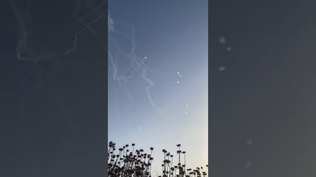 Iron Dome intercepting dozens of rockets over Sderot, Israel just now (5/10/2021)