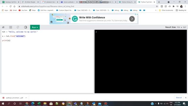 PYTHON:W3 SCHOOLS (Series) DAY-21/Python String Built-In Methods-expandtabs()/find()/VL INFOTECH