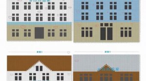 Плед спицами с домами