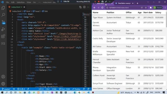 Data Table Bootstrap 5 Using HTML CSS JS смотреть онлайн
