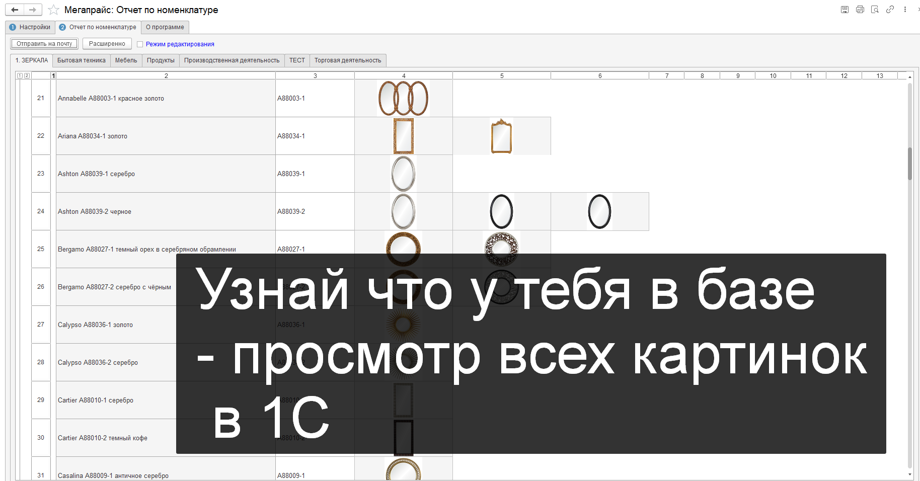 Просмотр всех картинок номенклатуры в 1С