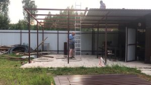 Строю навес на даче своими руками часть 7 я заключительная