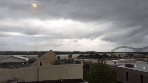 Storm heading across the Mississippi River towards downtown Memphis