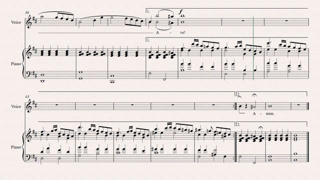 G.Caccini "Ave Maria" (B minor) Score animation [Voice + piano] смотреть онлайн