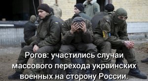 Рогов: Участились случаи массового перехода украинских военных на сторону России.