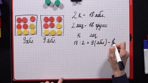 Объяснение смысла деления на примере задачи. 1-2 класс.