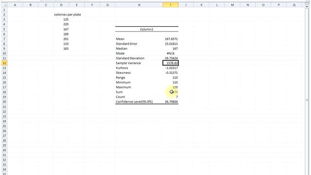 Basic statistics with Excel 2010