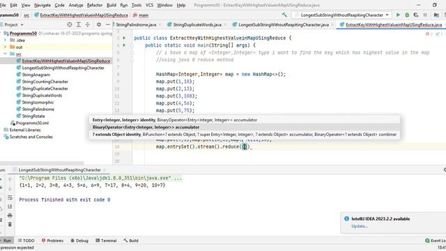 JavaBasics – Extract Key With Highest Value in Map using reduce method смотреть онлайн