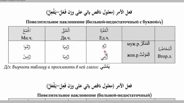 Морфология (الصرف). Урок 28 فعل الأمر ناقص