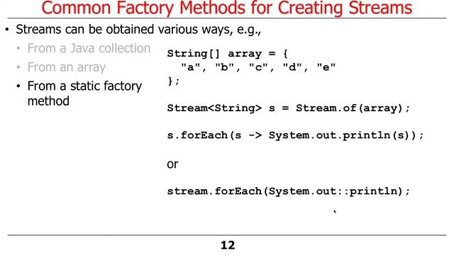 Java 8 Stream Factory Methods