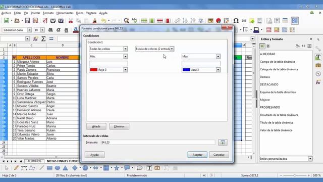 Tutorial LibreOffice Calc - 2434  Manejando Datos. Formato Condicional.