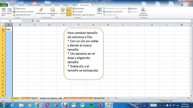 Excel Básico tutorial número 11 tamaño a columna y fila смотреть онлайн