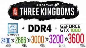 Total War: Three Kingdoms DDR4 2400 МГц, 2666 МГц, 3000 МГц, 3200 МГц, 3600 МГц