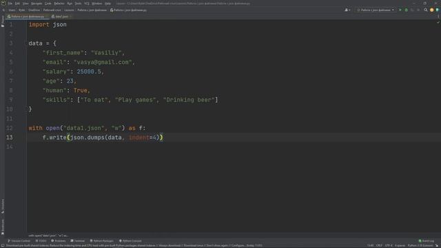 Работа с json-файлами в Python смотреть онлайн