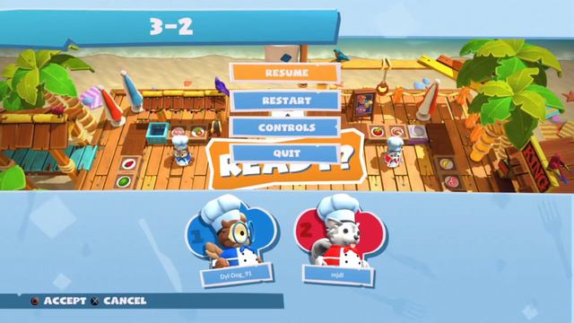Overcooked2 SURF N TURF 3-2오버쿡!2 PS gameplay score:411 with voice recording