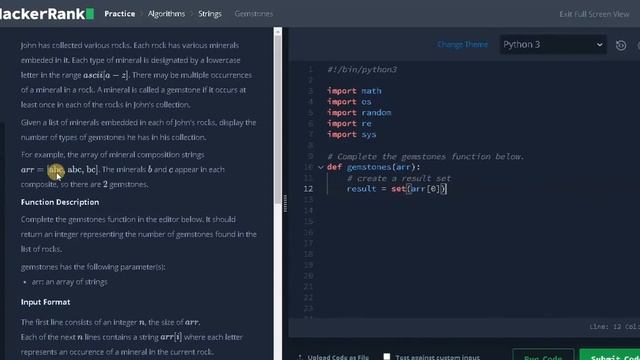 89 - Gemstones | Strings | Hackerrank Solution | Python