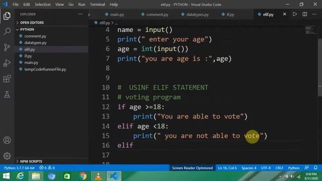 Python Crash Course Part 6 - Python Conditionals if else if Example