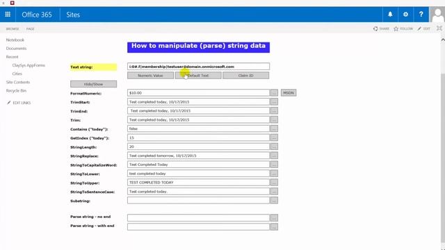 ClaySys AppForms - HowTo StringManipulation