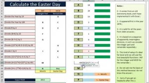 Excel 2013 Video 15 Calculate the EASTER DAY with Excel ORIGINAL METHOD