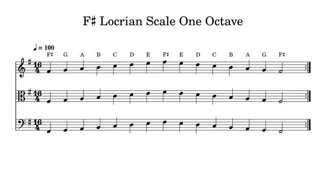 F♯ F Sharp Locrian Scale One Octave at 100bpm Backing Track BnW смотреть онлайн