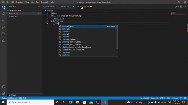 TOKEN IN PYTHON EXPLAINED IN HINDI | KEYWORD | IDENTIFIERS |LITERALS| DATA TYPES| OPERATORS|