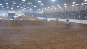 KTM 65 SX motocross start. Wheelies to back, snaps back fender