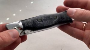 Складной нож Черный ЛЕВ (S390. 70 HRC) Скримшоу!